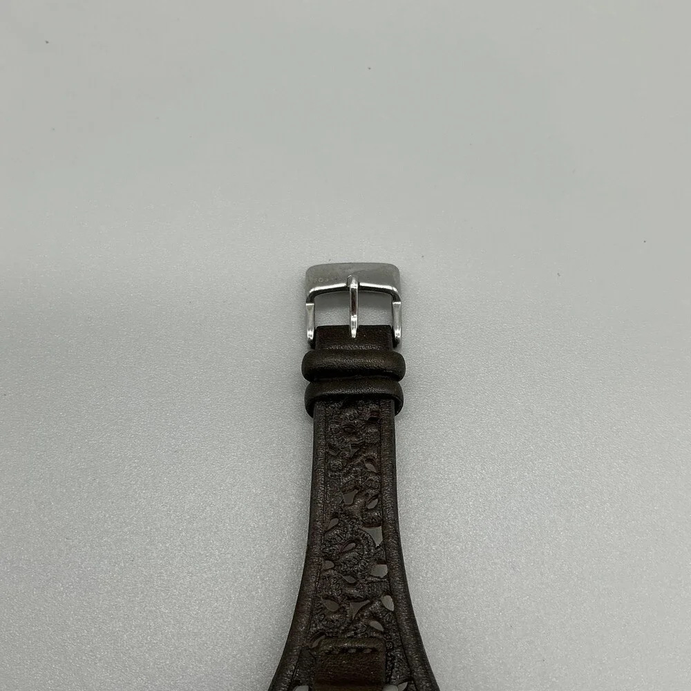 Fossil JR-1258 Womens Watch 27mm Silver Dial Brown Leather Cuff New Battery
